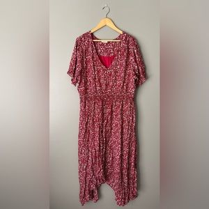 Chic Soul Red Dress with White Flowers